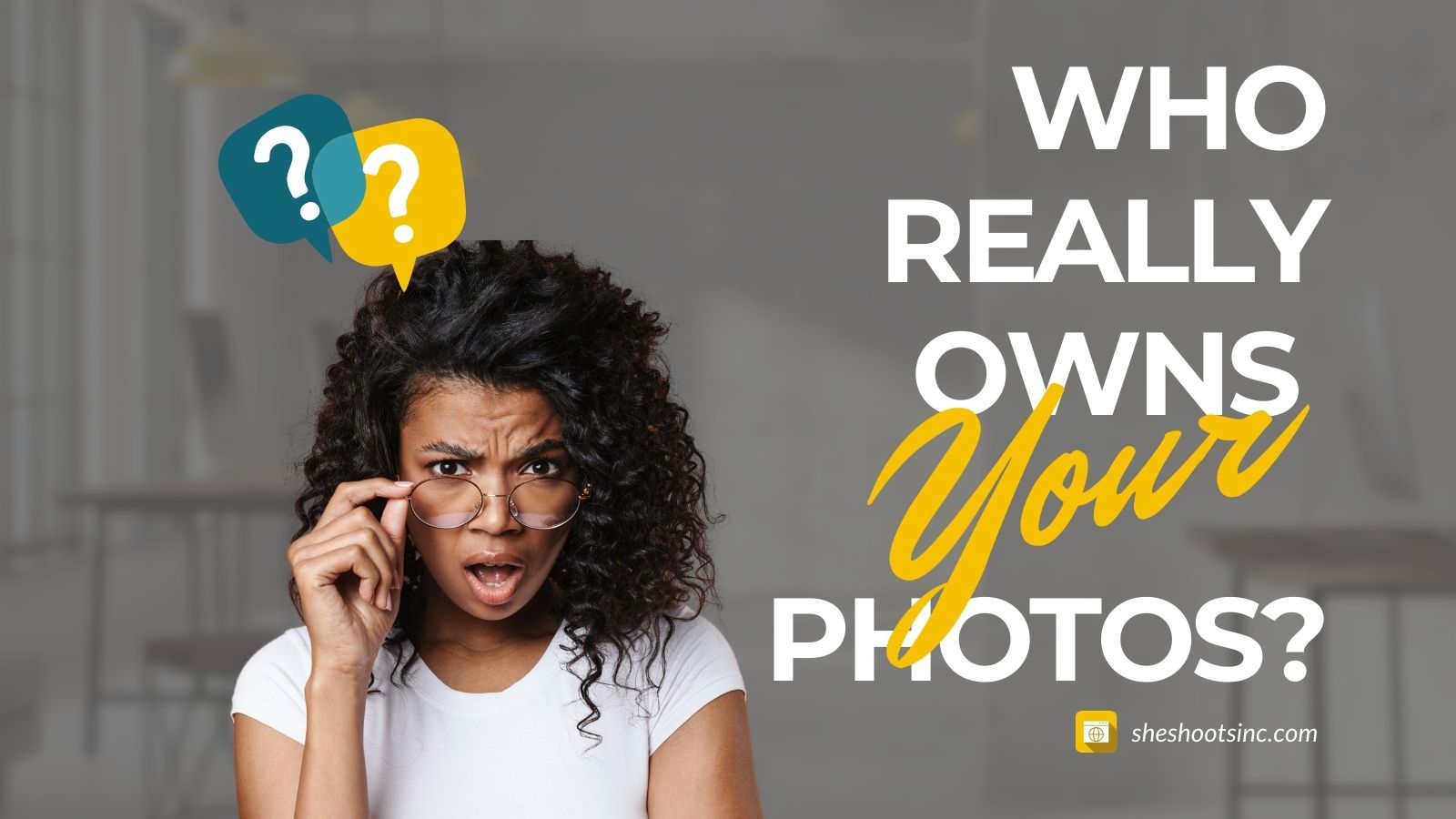 Image displaying confused woman about photo usage rights